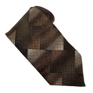 Vitaliano Pancaldi Silk Italy Tie Brown Geometric Pattern